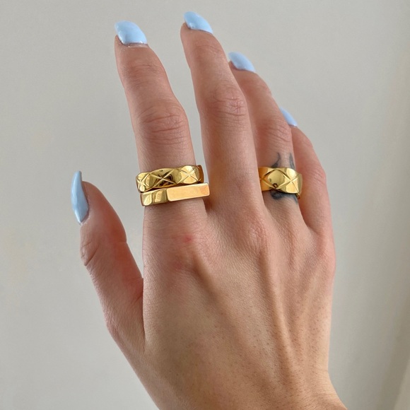 18k gold plated quit ring band, size 6,7,8 US - Picture 4 of 7